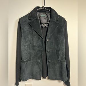 Black leather and wool Jacket